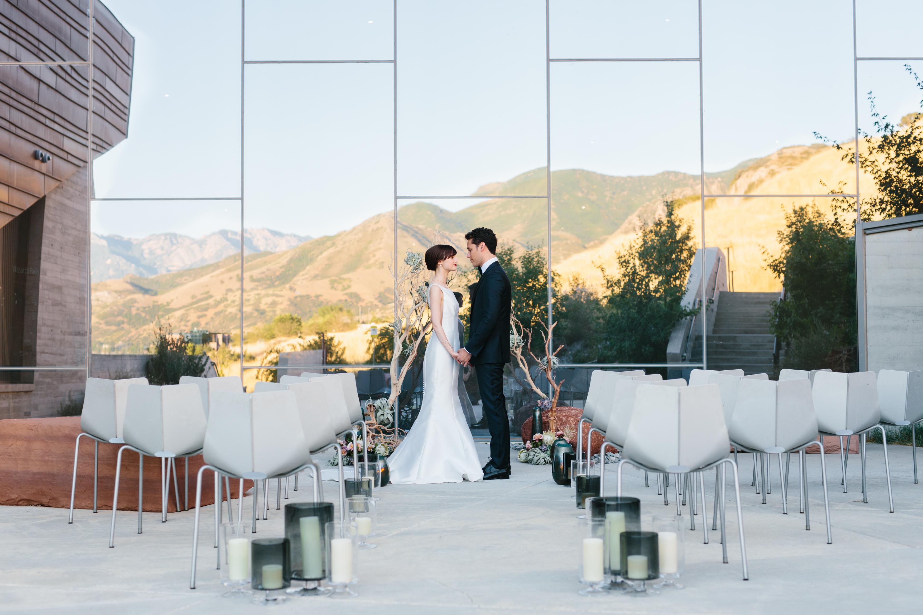 Bridal hair and makeup at Natural History Museum of Utah, Salt Lake City